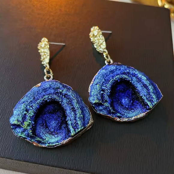 Van Gogh Style Abstract Painting Earrings- 2025 Trend (Simulated Natural Stone) - Picture 5 of 8